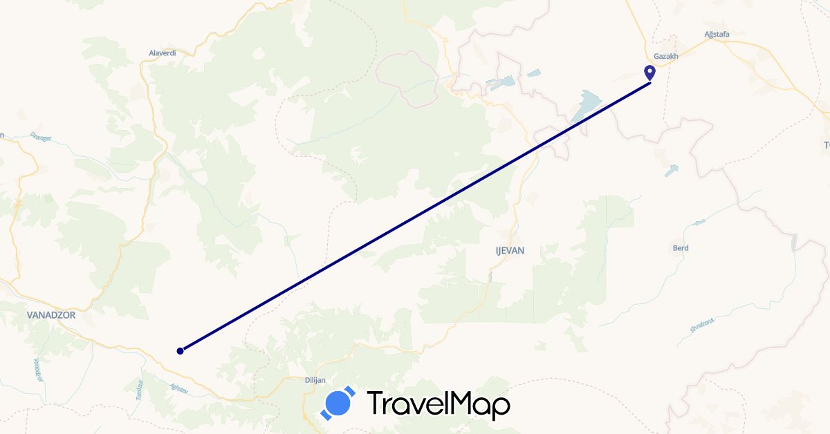 TravelMap itinerary: driving in Armenia, Azerbaijan (Asia)